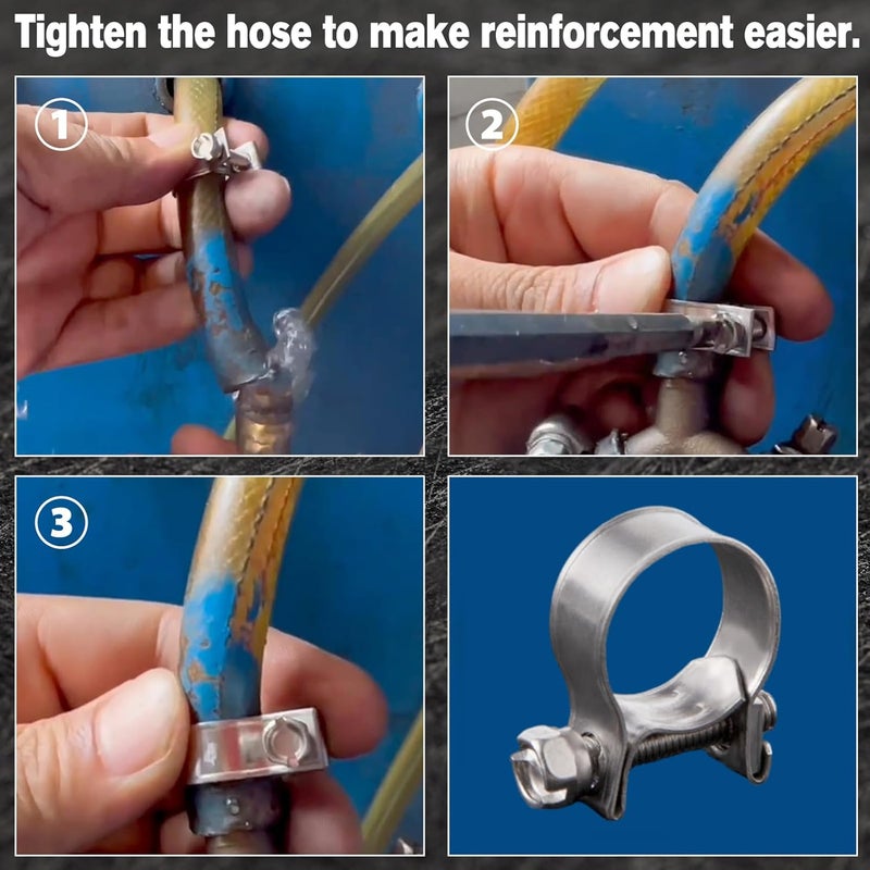 LEONTOOL 10pcs Stainless Steel Mini Fuel Line Pipe Hose Clamp Clip 14-16mm Fuel Injection Line Style Hose Clamp Adjustable Pipe Hose Clip Tube Clamps For Diesel Petrol Pipe (9/16" - 5/8"Dia) - Image 4